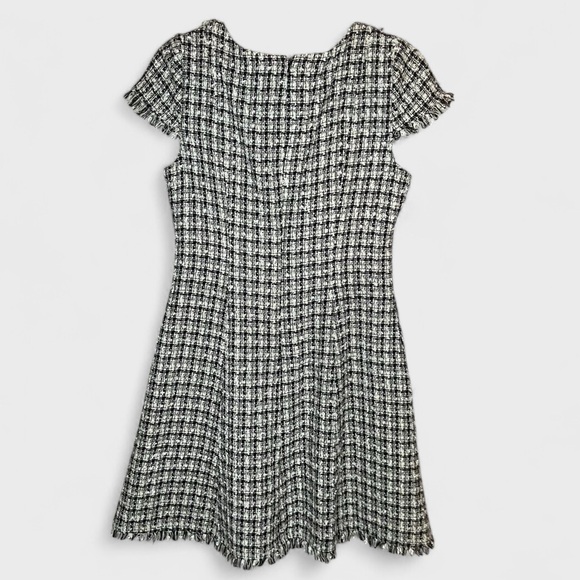 Eliza J Black and White Tweed Fit and Flare Dress, EUC, size 8P - Picture 4 of 7